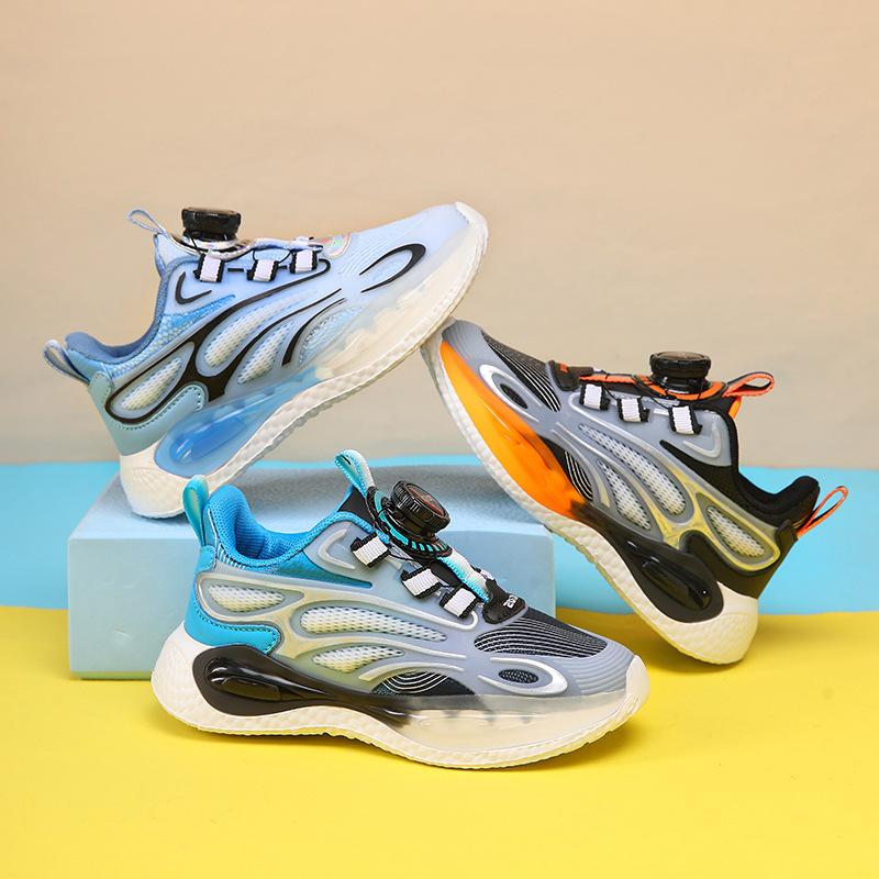 Spring/Autumn 2025 Boys' Breathable Non-Slip Spin Buckle Running Shoes