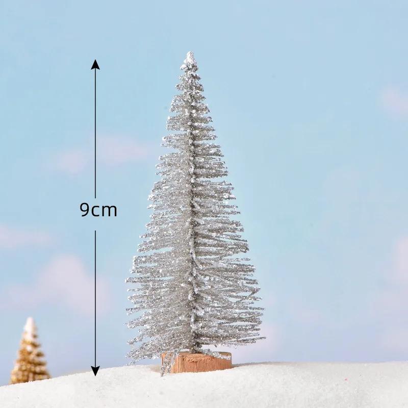 1 PC Artificial Christmas Tree Figurine Sisal Silk Cedar Pine Tree Mini Miniature Micro Landscape New Fairy Garden Decor