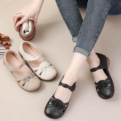 Высококачественные женские винтажные кожаные сандалии с точной строчкой на плоской подошве, черные модные дышащие мокасины в римском стиле для женщин