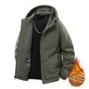 Mens Winter Hooded Jacket Thick Fleece Lined Casual Loose Trendy Coat Middle Aged