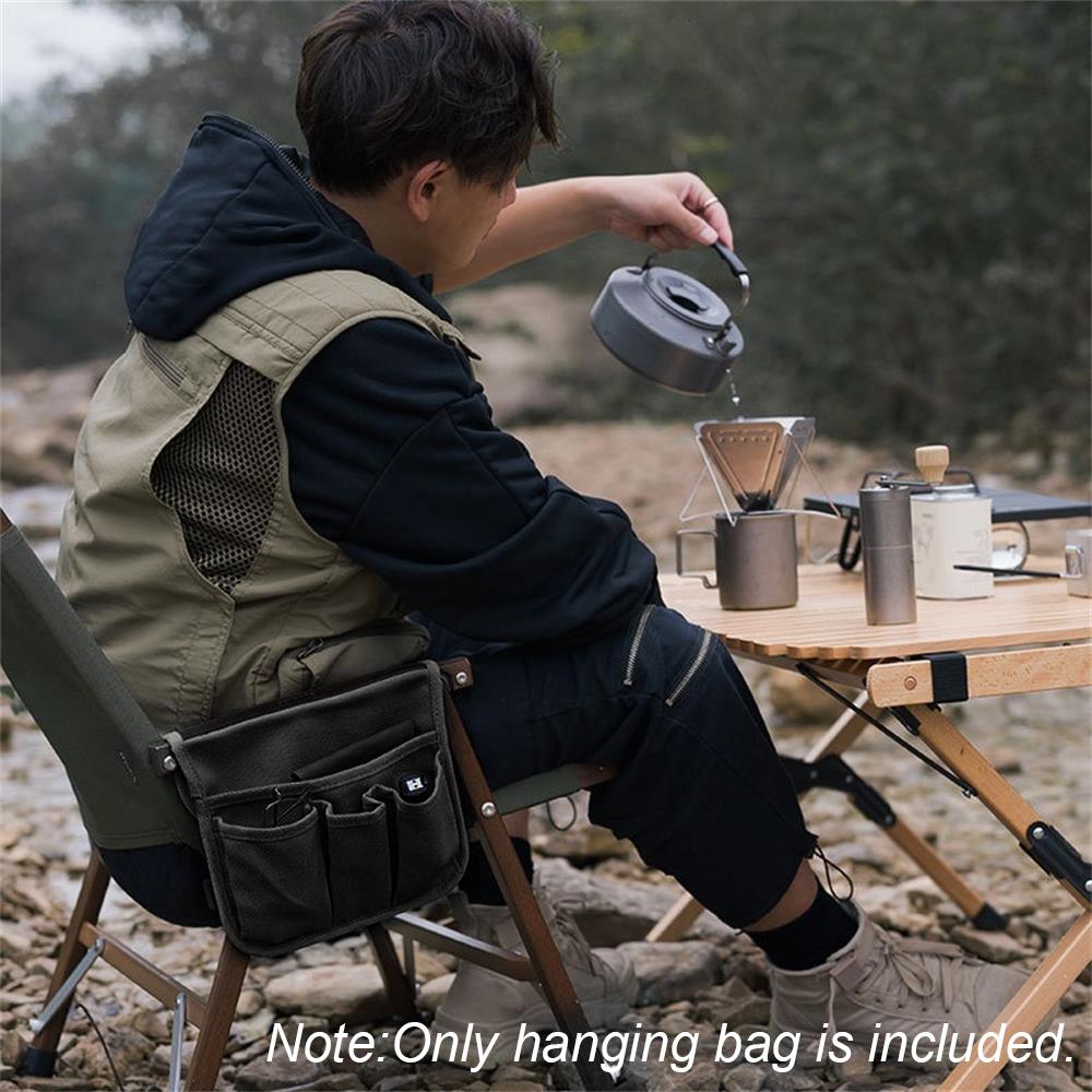 Многокарманный стул, боковая подвесная сумка, холст, подвесной органайзер рядом с сумкой для хранения кемпингового стола