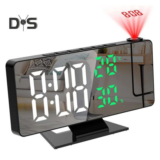 Светодиодный цифровой будильник с большим экраном, многоцелевой проектор в формате 12/24 часа, потолочные часы с дисплеем времени и температуры