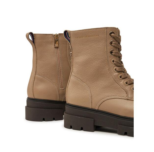 Двухцветные кожаные ботильоны на шнуровке Tommy Hilfiger FW0FW08160 бежевые