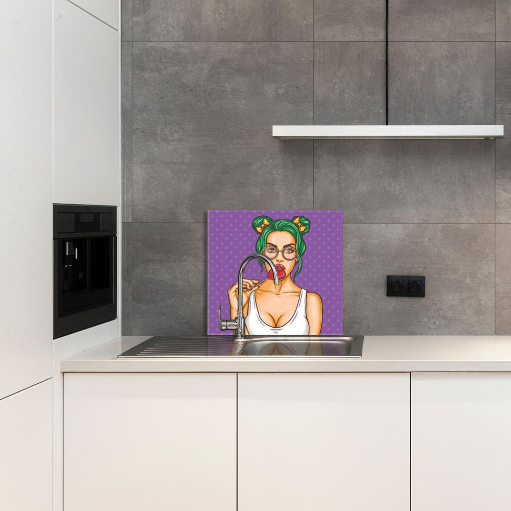 PANEL SZKLANY DO KUCHNI 65x60 Kobieta
