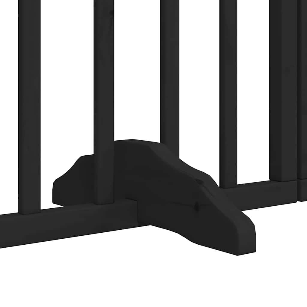 15 Piece Foldable Black Dog Gate 750 cm Poplar Wood