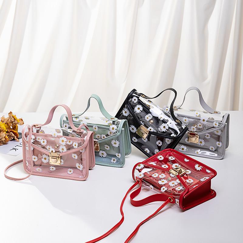Korean-Style Transparent Crossbody Bag: Cute Women's Handbag with Lovely Print, Small & Fresh for 2024