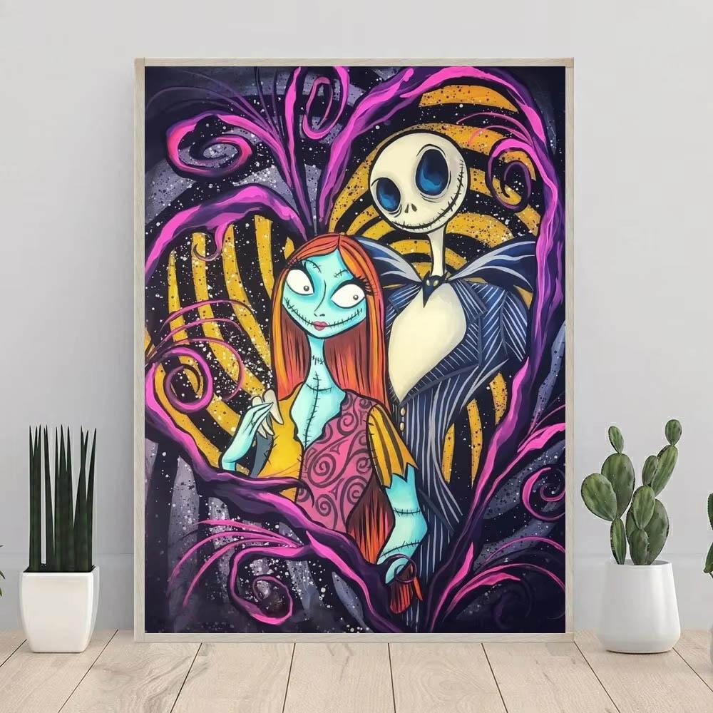 Skull Jack Sally Couple Diamond Painting New Full Diamond Nightmare Before Christmas Themed Handmade DIY Diamond Embroidery Material Pack