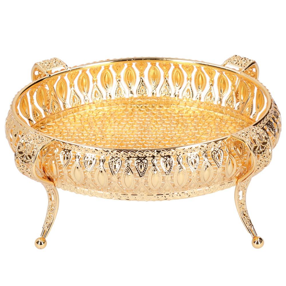 Oval Fruit Serving Tray Gold Decorative Food Platter Dessert Display Plate Party Decoration