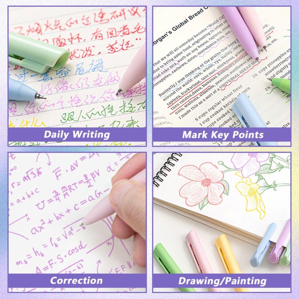 6 цветов/набор Нажимная цветная гелевая ручка Цветные чернила Макарон/Моранди/Ретро цвет Нейтральная ручка 0,5 мм ST наконечник Ручка для подписи Подарок для студентов