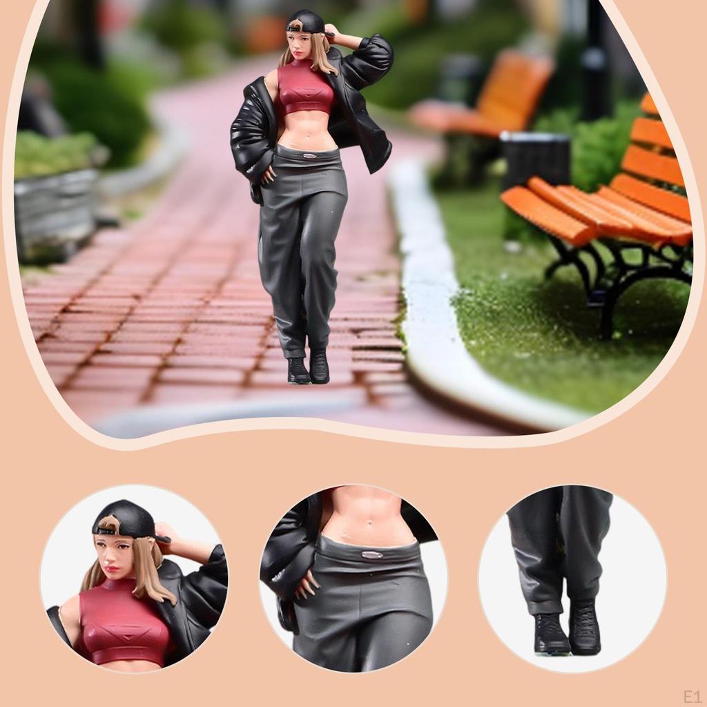 1/18 Модель Cool Girl, Миниатюрные Фигурки Людей, Коллекционные Архитектурные Фигурки из Смолы для Микро
