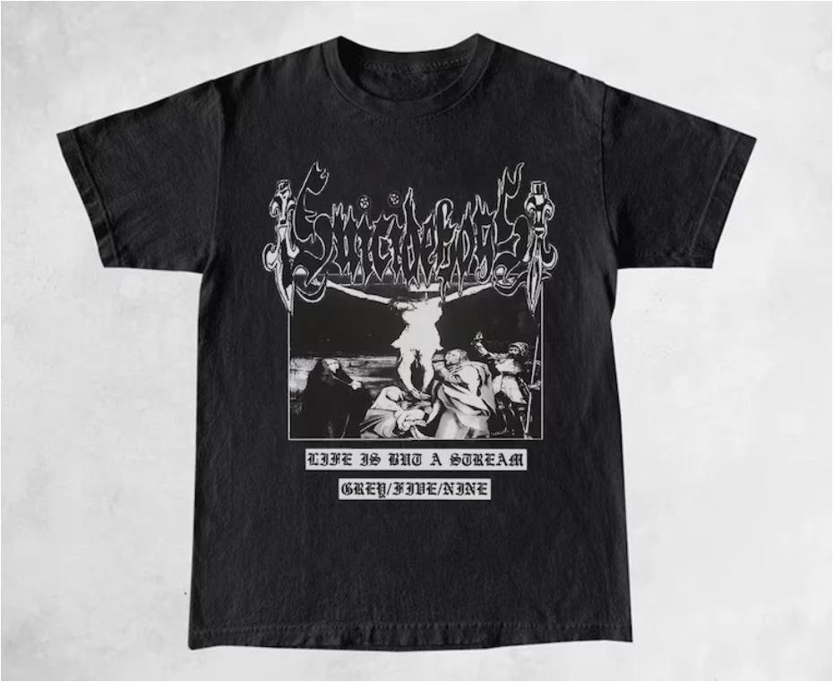 Готическая рэп-футболка в стиле Suicideboys: Greyfivenine Винтажная уличная одежда