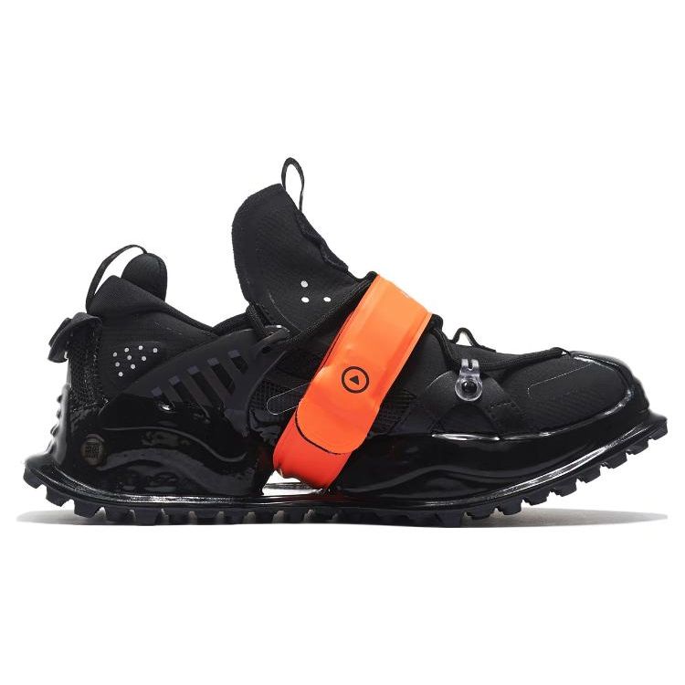 Li-Ning Pangu Halo Fabric Leather Trendy Shock Absorbing Non-Slip Wear-Stick Low-Top Sports Casual Shoes Men sneakers Black Orange AZGS101-1