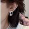 Exaggerate Black Zircon Square Stud Earrings for Women Exquisite Simple Party Jewelry Gifts