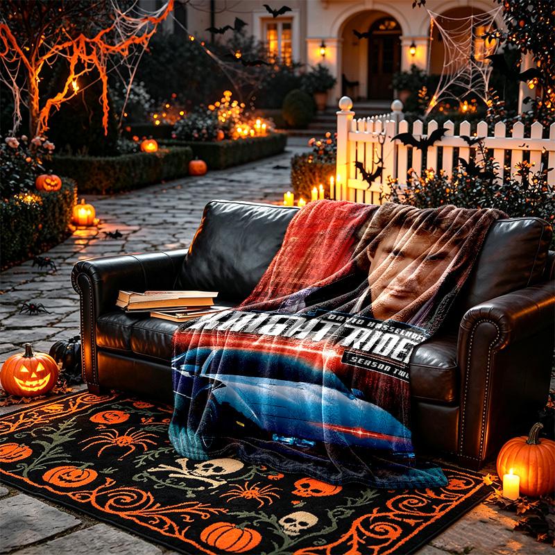 1pc Easy-Care Knight Rider Poster Blanket, Perfect for Couch, Bed, Home, Travel and More, Warm and Durable Printed Blanket