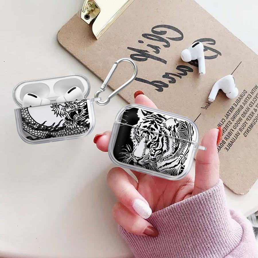 Прозрачные Чехлы для Наушников Чехол Для Airpods 1 Pro3 2 4 Pro2 Pro 3 Полый Тигр Дракон