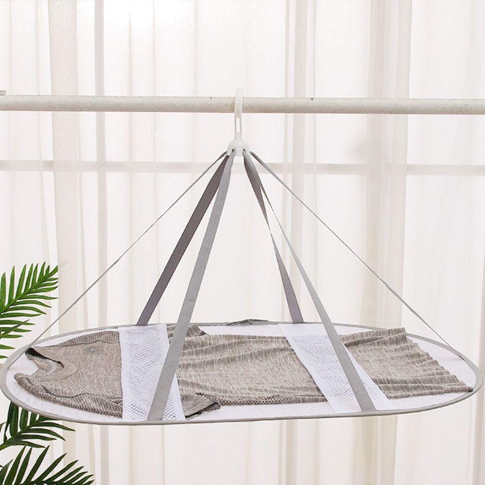 Folded Mesh Clothes Basket Multipurpose Laundry Basket Clothes Drying Net Rack Coat Dress