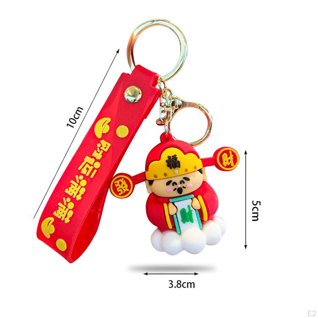 Cartoon Key Chain Pendant Year Gift God of Wealth Statue Creative PVC Lovely Chinese Style Lucky
