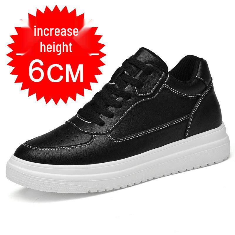 Men's Breathable Skate Sneakers - 10cm Invisible Lift, Thick Sole, White Casual Shoes