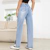 Women's Pant Casual Straight High Waist Thin Jeans Trousers