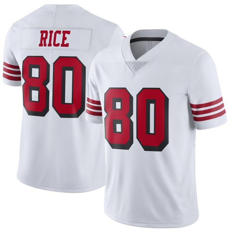 Mens Retro White Embroidered Football Jersey 10 Garoppolo 85 Kittle NFL Style Team Sport Uniform