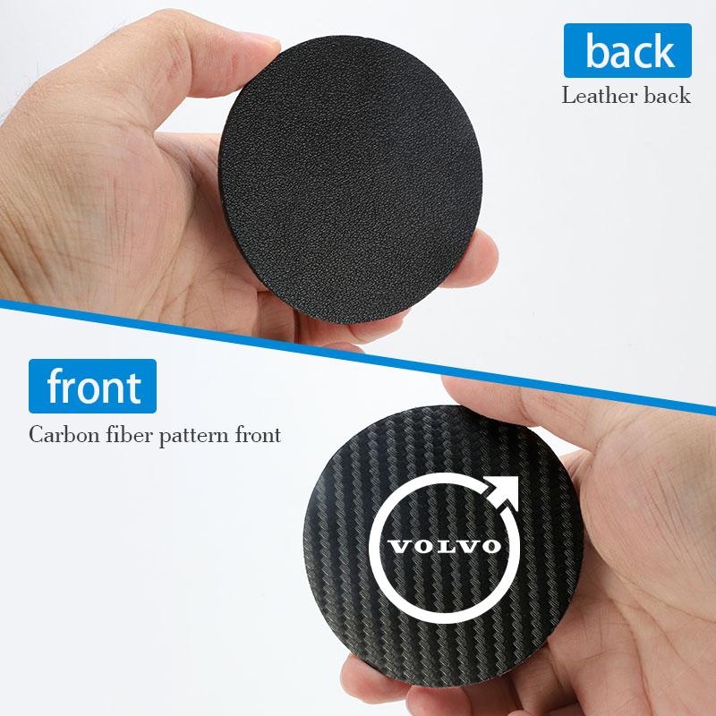 Car Carbon Fiber Textured Coasters PU Leather Water Cup Cushion For Volvo XC90 XC60 V50 S60 V70 V60 V40 S90 olestar AWD XC40 S80