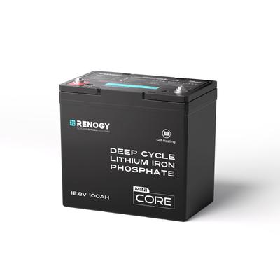 RENOGY 12В 100Ач Литий-железо-фосфатный CORE Мини Литий-железо-фосфатный Нагреватель с DuoHeat BMS Более 5000 PSE Идеально для и Аварийной Серии,