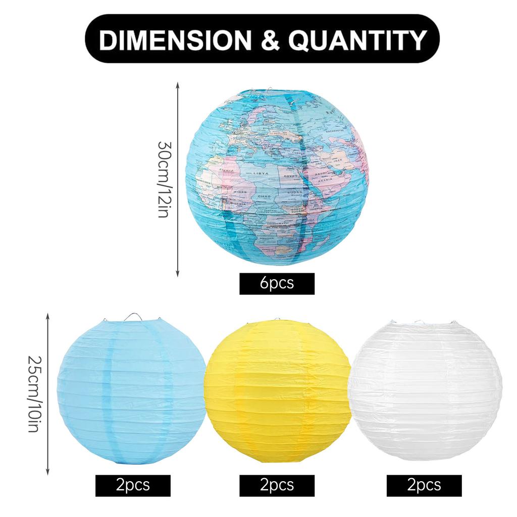 Paper Lanterns Set Hanging Paper Lanterns Ceiling Party Decorations World Map Combination Macaron Lanterns for School Classroom