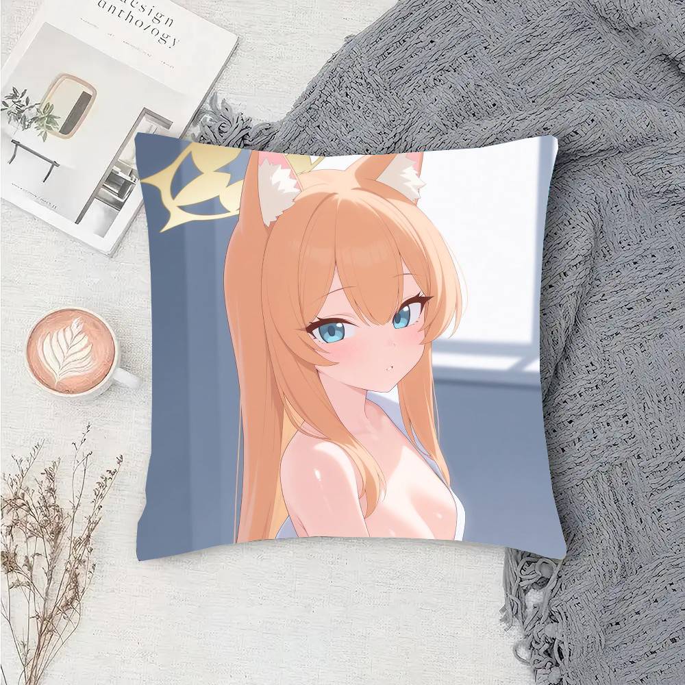 Mari Anime Game BBlue Archive Pillow Case Fashion Square Pillowcase Bedroom Sofa Room Ins Decoration Leisure