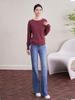 Women's Soft Wool Round Neck Knit Sweater - Versatile, Skin-Friendly, Hand-Crocheted