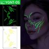 Luminous Face Temporary Tattoo Stickers, Halloween Party Glow In The Dark Face Decor, Multiple Patterns