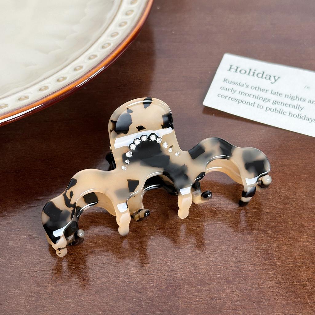 Стильная корейская ацетатная заколка для волос средней волны с акцентами из драгоценных камней для шикарных причесок