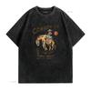 COWBOY UP ДИКИЙ ЗАПАД Американский Ретро Круглый Вырез Женская Футболка Черная X Large винтажный Стиранный Растягивающийся Топ Для Повседневной Носки