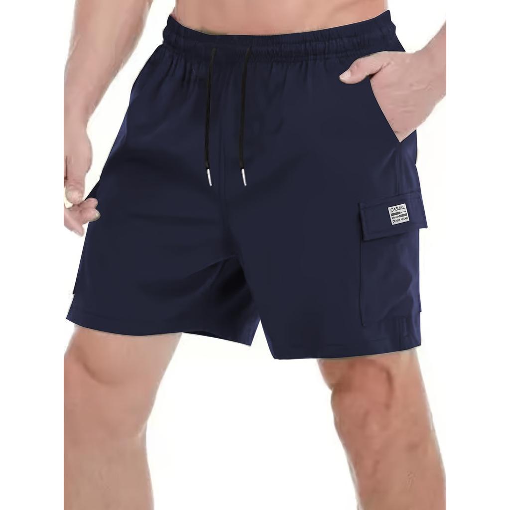 Men's Elastic Waist Lightweight Breathable Casual Sports Shorts with Side Pockets and Adjustable Drawstring for Outdoor Activities