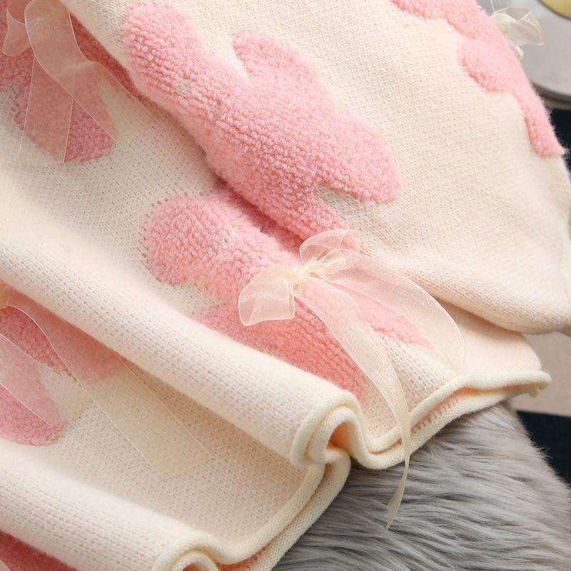 Women's Cute Bow Slouchy Pullover Sweater Fall/Winter Solid Loose Crewneck Long Sleeve Crochet Knitwear Going Out Top Jumper