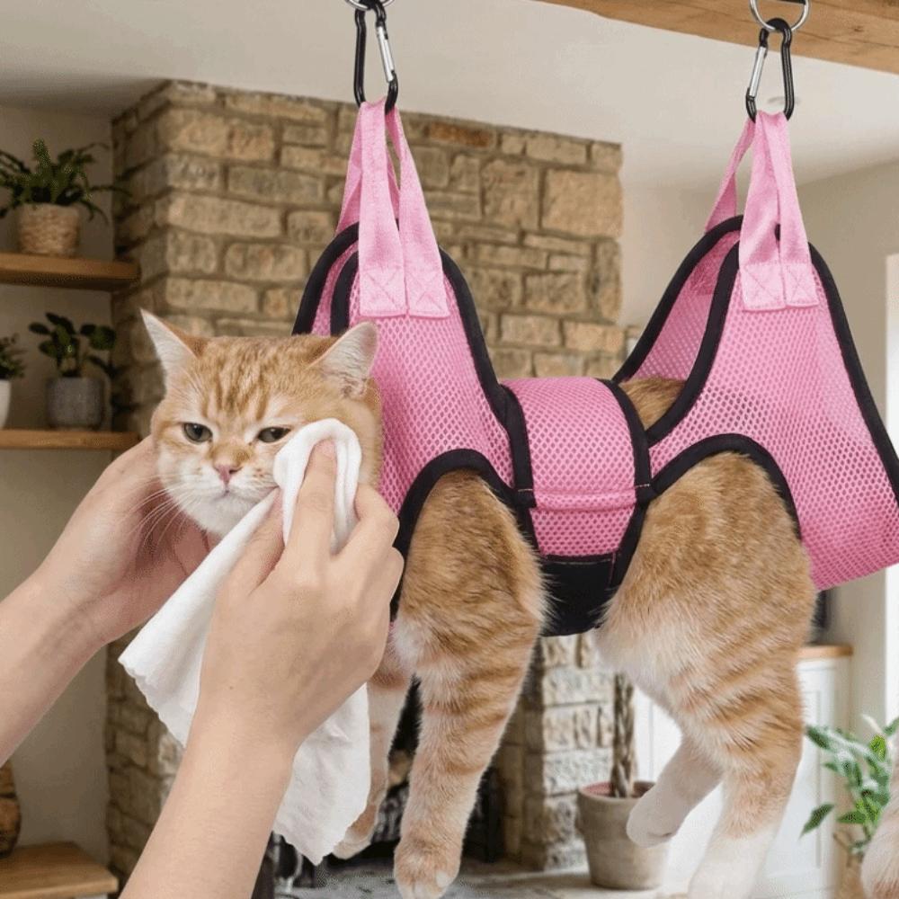Anti Scratch Pet Nail Trimming Hammock Adjustable Cat Restraint Holder Bathing Assistance