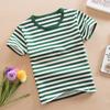Summer Boys and Girls Baby Children's Clothing Pure Cotton Short-sleeved T-shirt Navy Style Children's Striped Student Half-sleeve