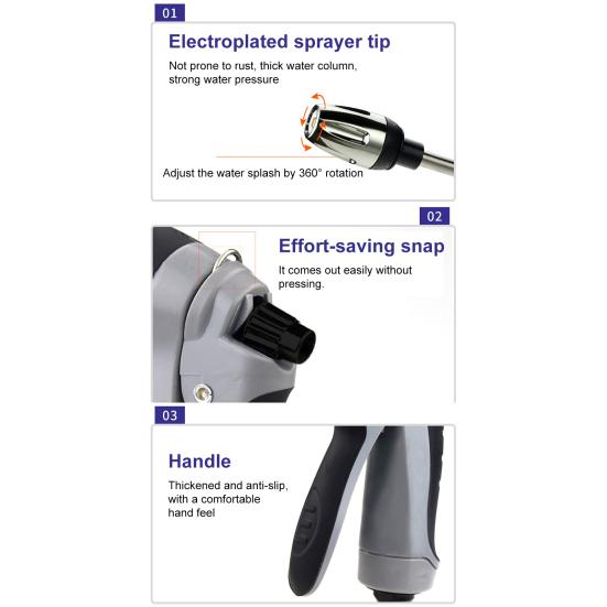 Мойка высокого давления с эргономичной ручкой, регулируемая на 360 градусов, 3 режима распыления, инструмент для мойки автомобиля водой под высоким давлением