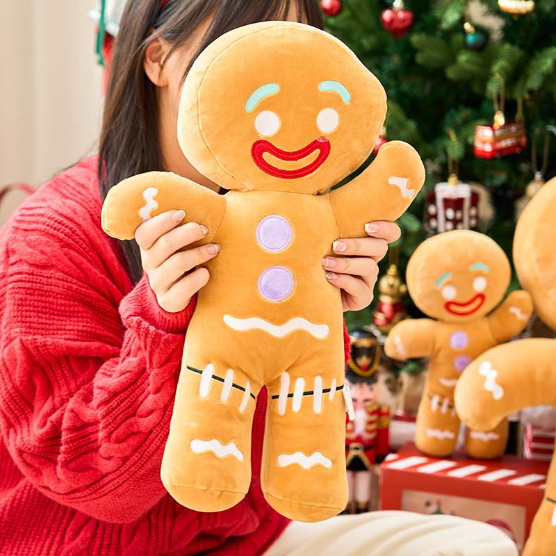 Cute Gingerbread Man Plush Toy Anime Cookie Stuffed Doll Soft Sofa Cushion Christmas Gift For Kids Room Decor