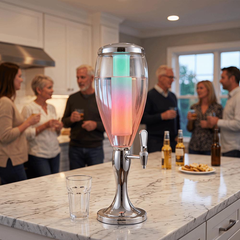 with Icicles Beer Dispenser Dual-Head Faucet Beverage Machine Creative Drink Holder Hotel Use
