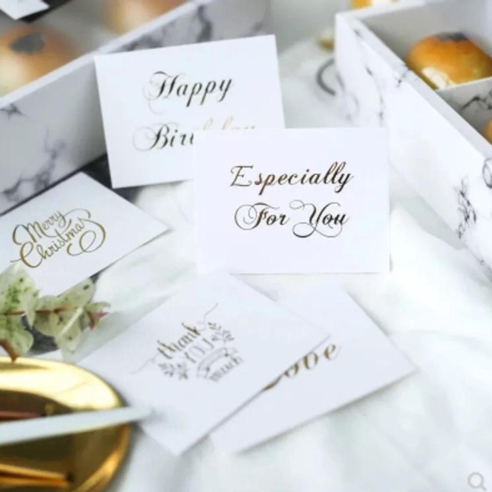 Happy Birthday Wedding Party White Greeting Card Handwriting Message Cards Gold Stamping Thank You