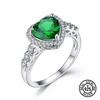 925 Sterling Silver Rings Heart Created Russian Nano Emerald Wedding Engagement Ring For Women Accessories Fine Jewelry