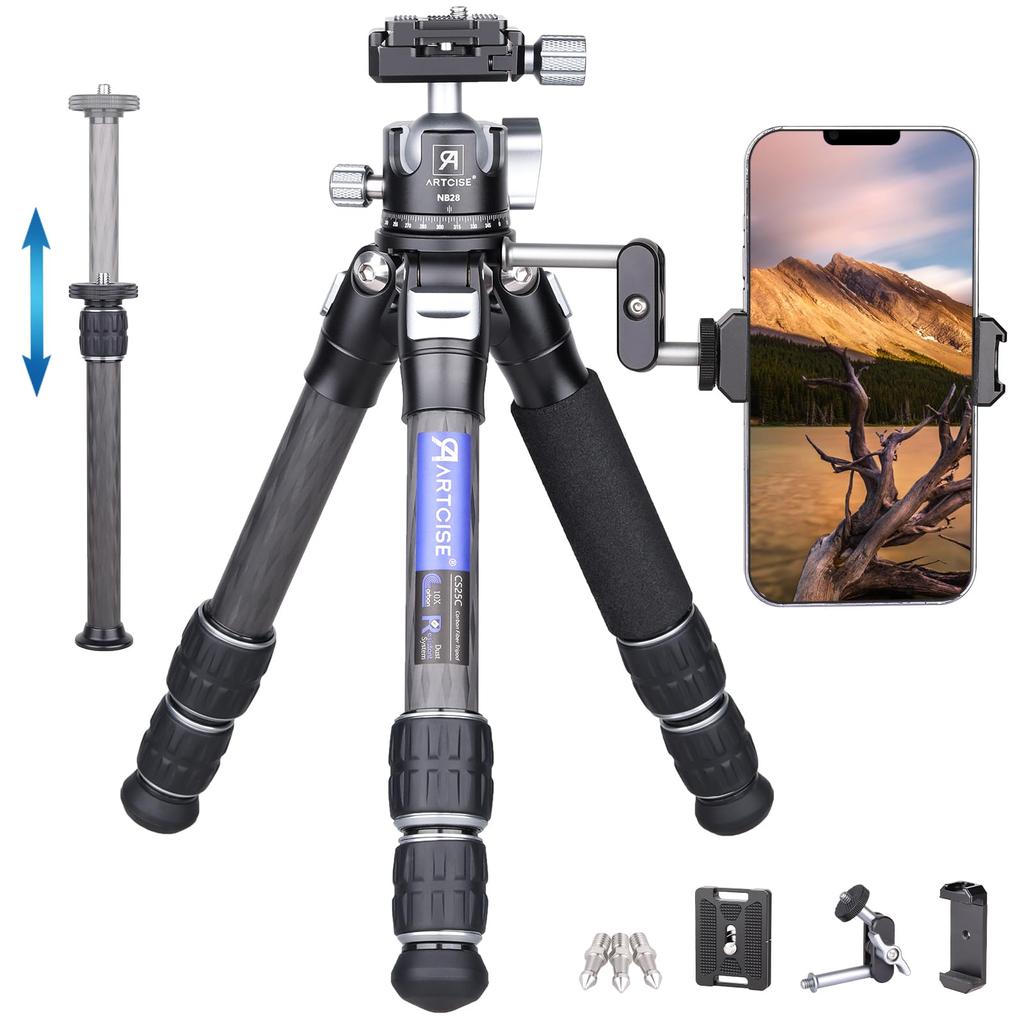 ARTCISE Tube Mini Carbon Tripod 28 мм, шаровая головка с низким центром тяжести, ограниченный центр, волшебный зажим для смартфона, простой штатив, совместимый с ЧПУ