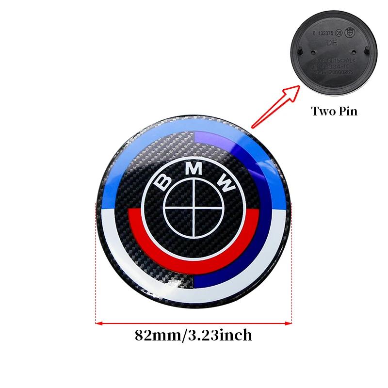7Pcs 50th Anniversary Fiber Black Car Hood Front Rear Trunk Emblem Badge For BMW F20 E36 E46 X6 M4 E60 E93 E87 G01 G20 X3 X5 F30 FV7