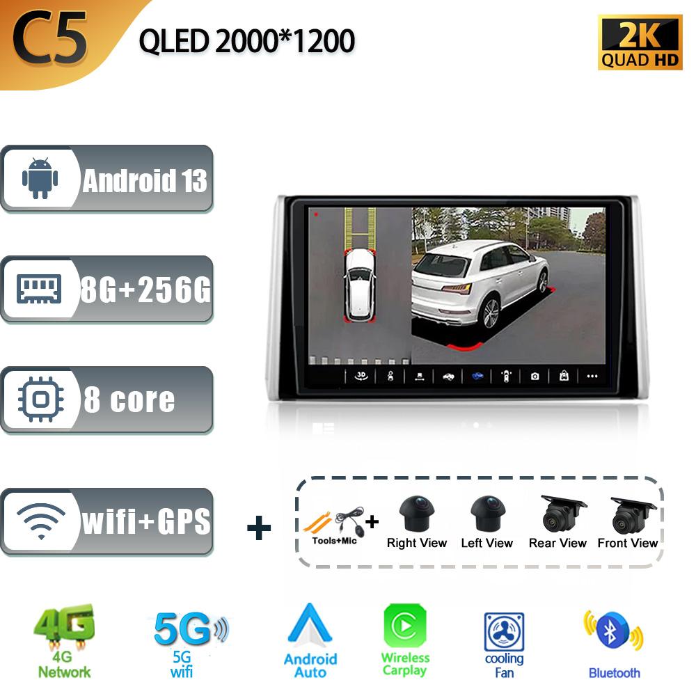 Беспроводной CarPlay для Toyota RAV4 XA50 2018-2020 Аудио Стерео Android 13 Автомагнитола Мультимедиа GPS Навигация WIFI 4G Авто Экран