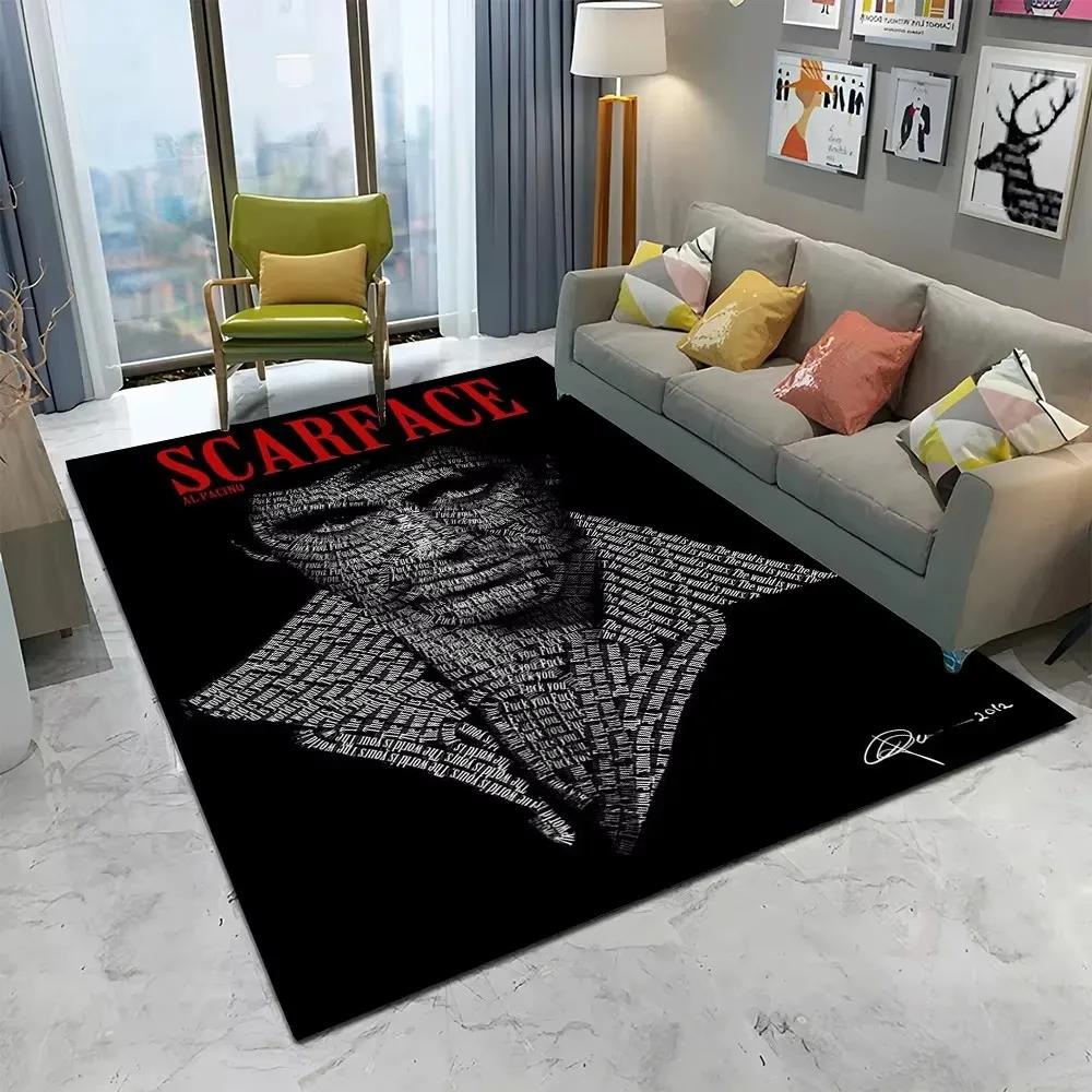 VIKAMA Scarface 3D Visual Rug Tony Classic Movie Carpet Non Slip Floor Mat Living Room Bedroom Sofa Decor Kids Playroom