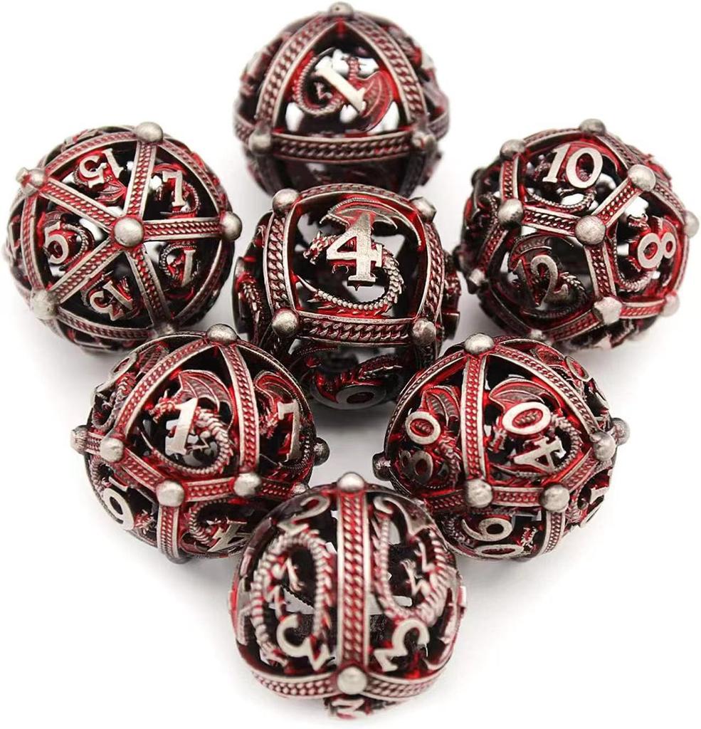 Zinc Alloy Hollow Polyhedral Colored Dice Set for D&D Dungeons & Dragons Role-Playing Board Game Right Angle