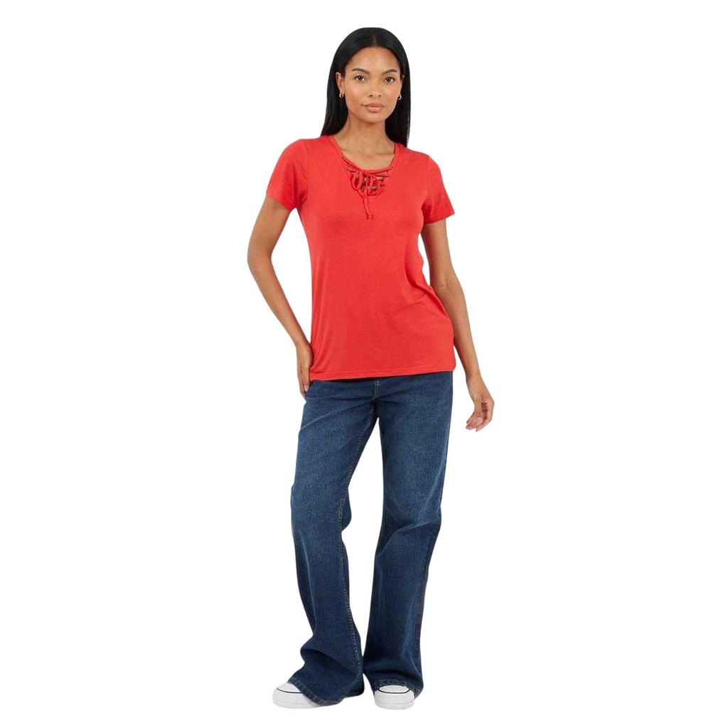 Brave Soul Womens/Ladies Plain Lace Up T-Shirt
