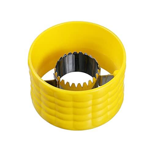 Lerkumey Corn Peeler with Serrated Stainless Steel Blade 7 cm Yellow Round Stripper for Removing Fresh Corn Kernels ABS Body Kitchen Gadget for Piz