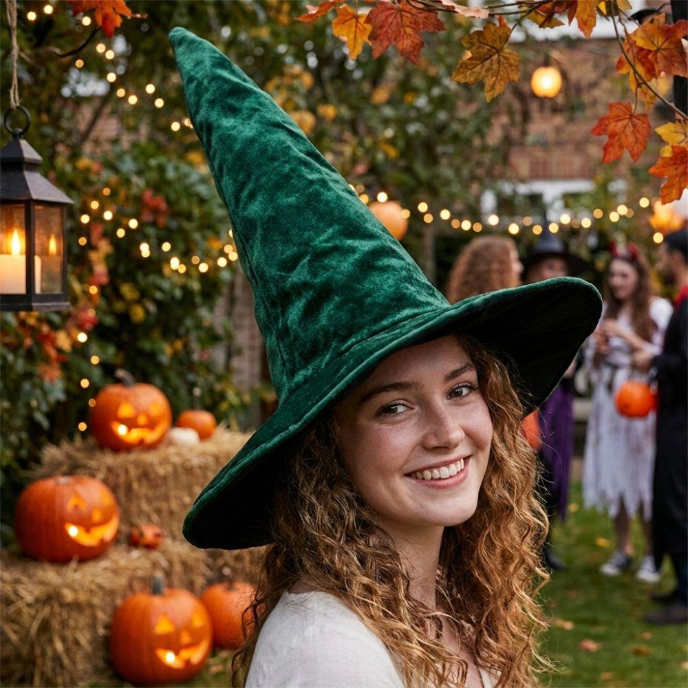 Velvet Halloween Witch Hat Large Witch Costume Hat Comfortable Plush Wizard Hat Role-Playing