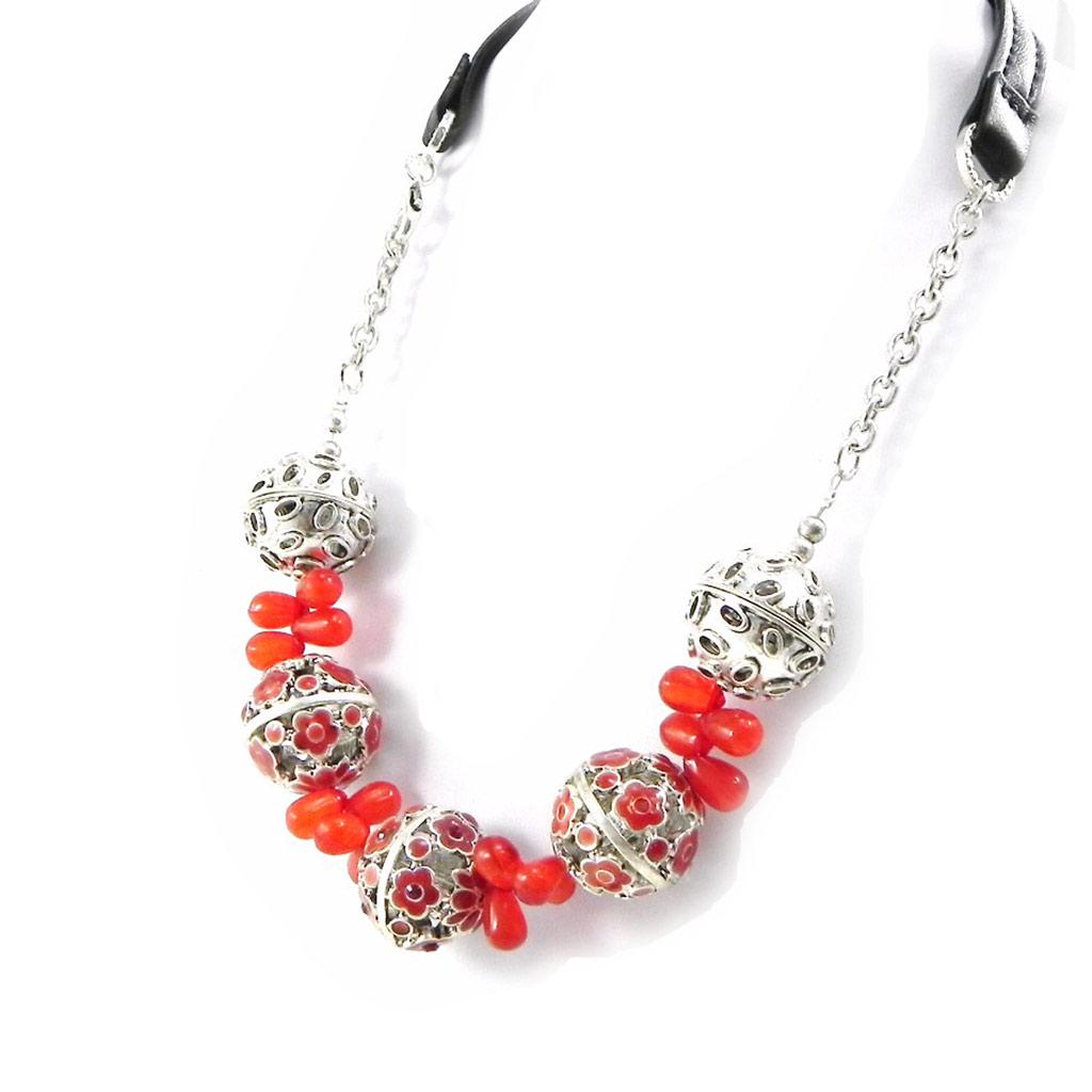 Les Trésors De Lily [H9872] — Дизайнерское колье «Синай» серебристо-красного цвета